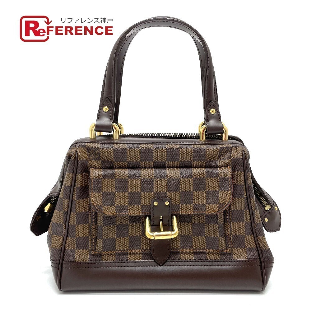 LOUIS VUITTON Damier Knightsbridge Top Handle Handbag Canvas Leather Ebene